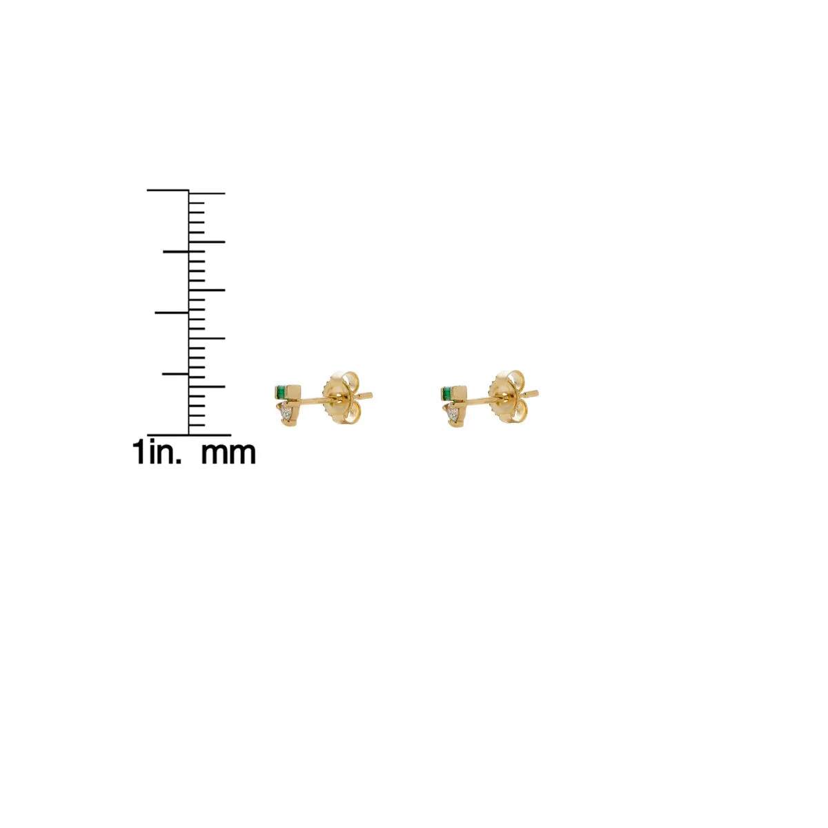 Baguette Emerald & Diamond Stud Earrings