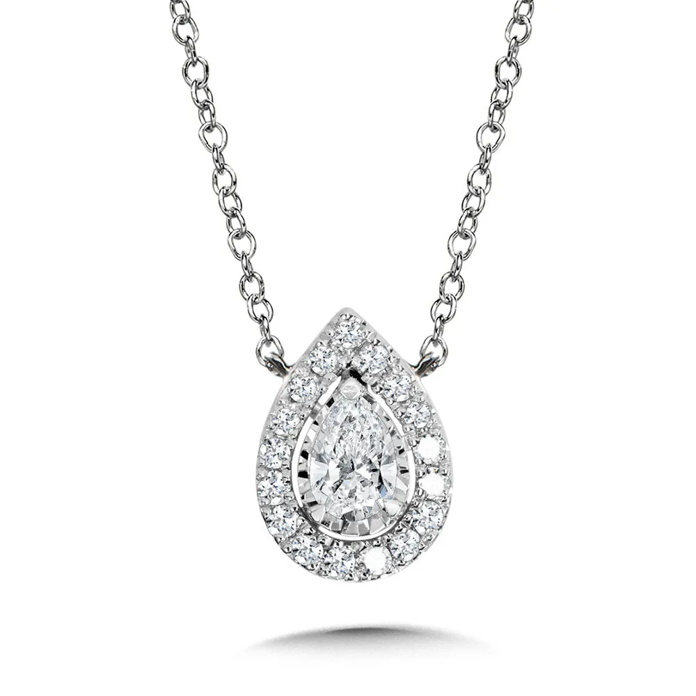 Pear-Cut, Diamond Star, Heavenly Halo Pendant (1/4 ctw)