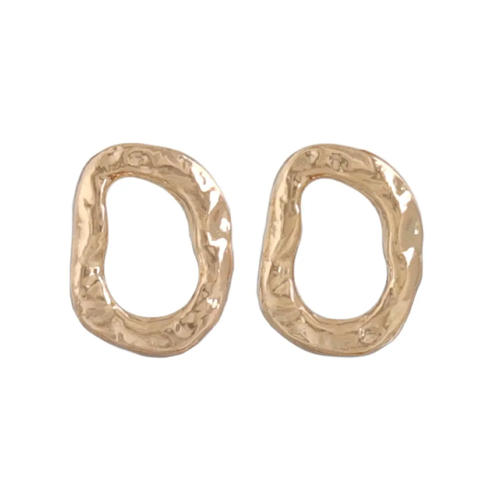 Pink Gold Tone Organic Circle Studs